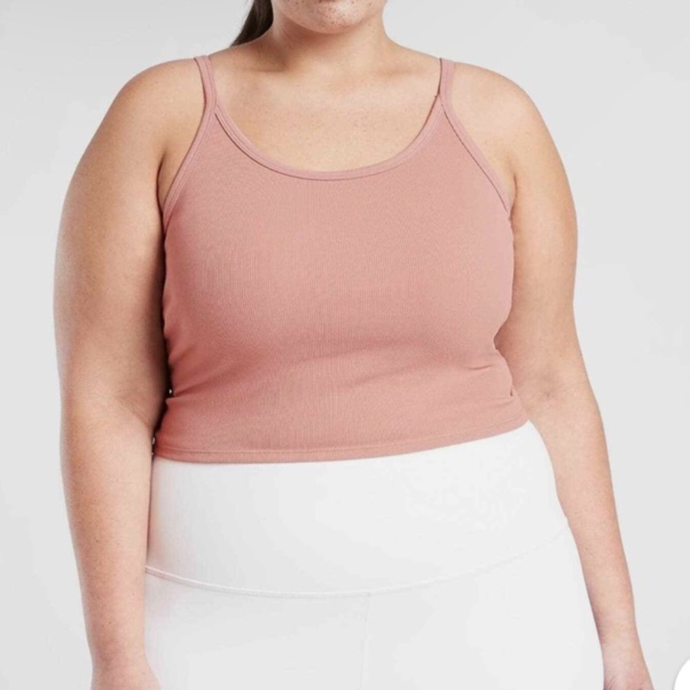 Athleta PowerVita Ribbed Twist Back Tank in Soft Pink